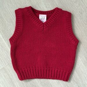 Baby Gap Red Knit Sweater Vest | Valentine’s Day Baby Outfit